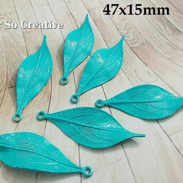 ESC-V07- Vintaj Patina: Verdigris Leaf Pendants- 6pcs