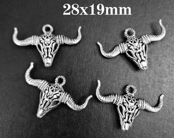 ESC-WC151: Steer Cow Skull Pendants (2pcs)