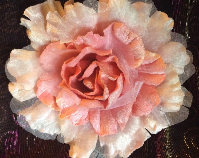 Millinery quality pink floral hair clip or accessory pin