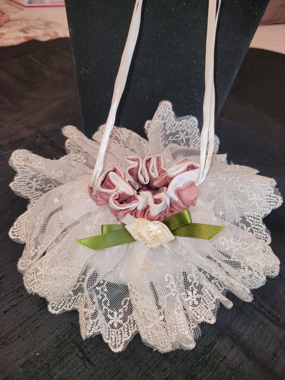 Handmade Victorian style drawstring small purse. - image 1