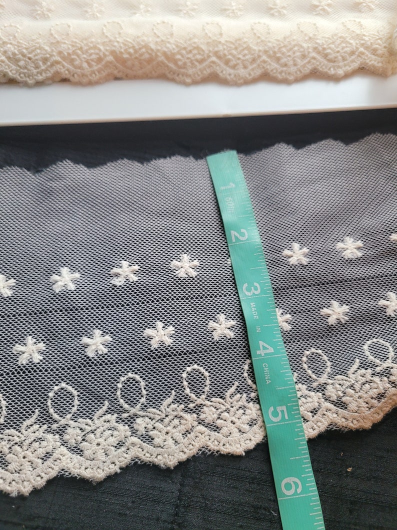 Vintage Embroidered Netted Lace, Ivory (#28b) - Etsy