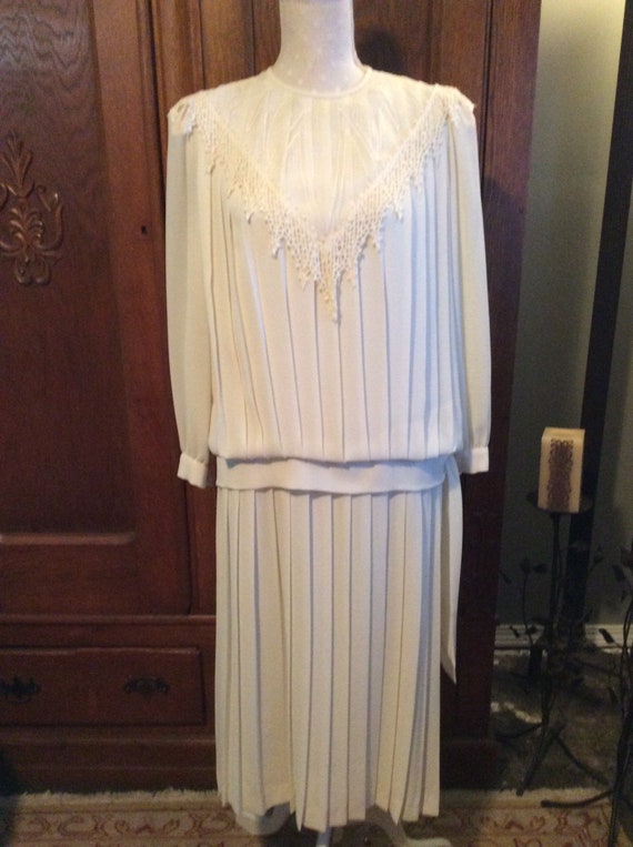 Vintage chiffon pleated dress (4a) - image 1