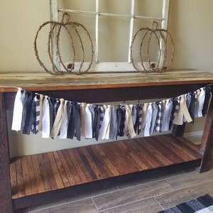 Buffalo Plaid Fabric Garland, Rustic Farmhouse Banner
