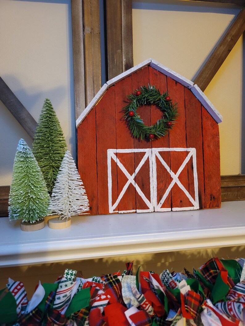 Farmhouse barn little red barn barn decor Christmas decor Etsy