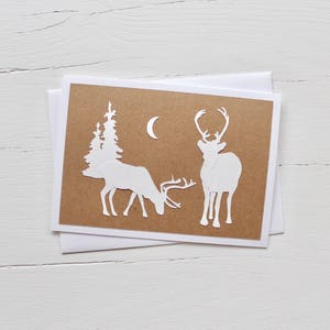 Carte Pour Les Fêtes Renne blanc de pâturage
