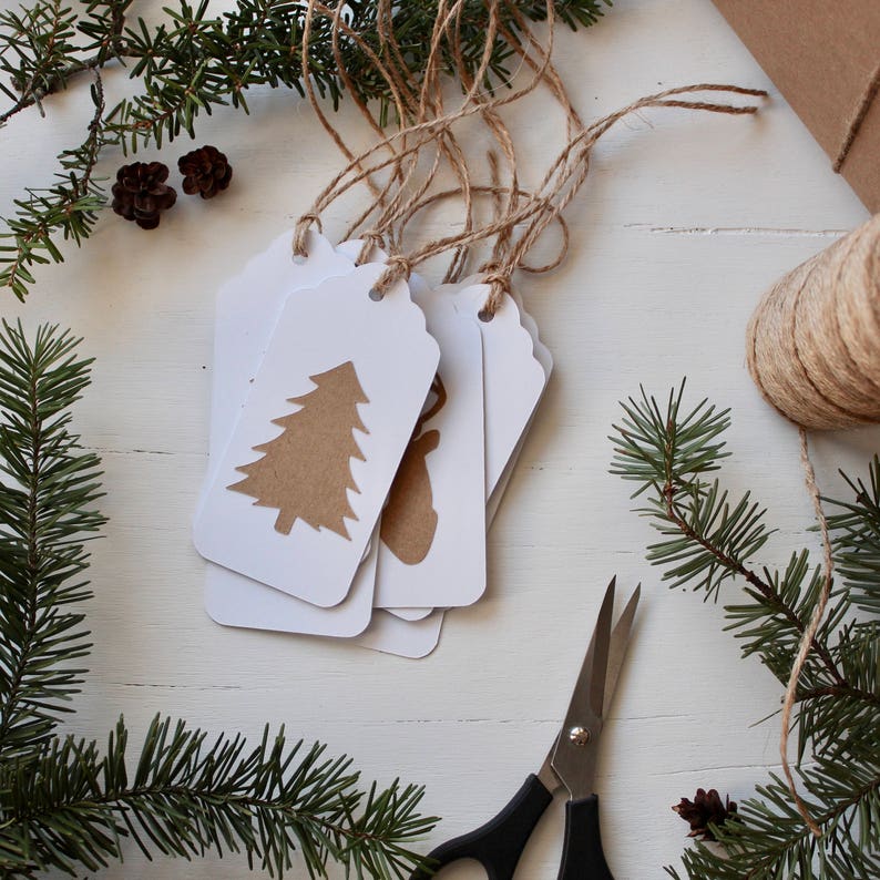 Set of 9 Handmade Christmas Gift Tags White Cardstock With Etsy Canada