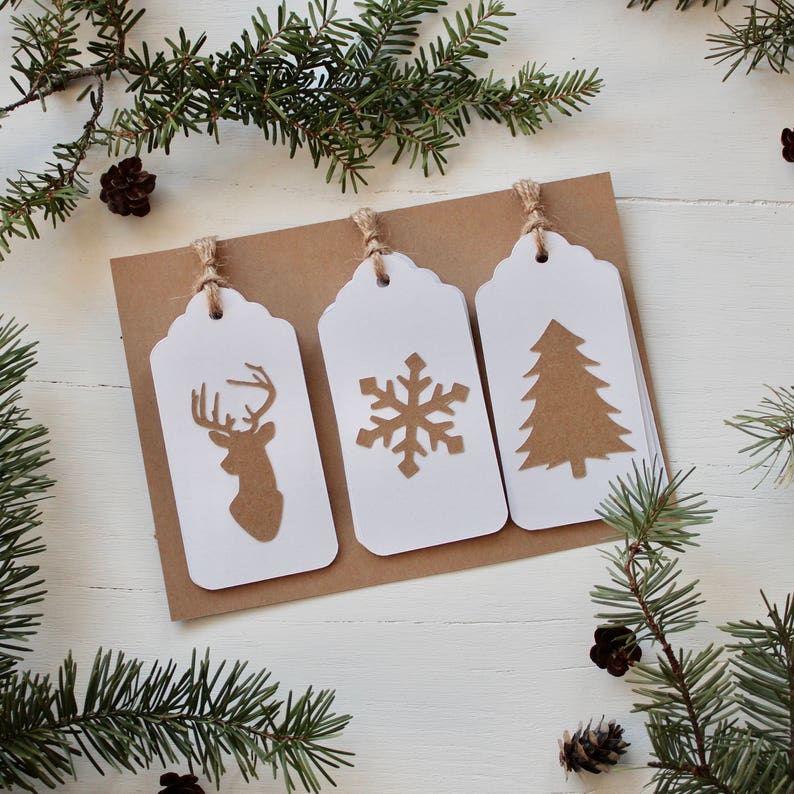 Set of 9 Handmade Christmas Gift Tags White Cardstock With Etsy