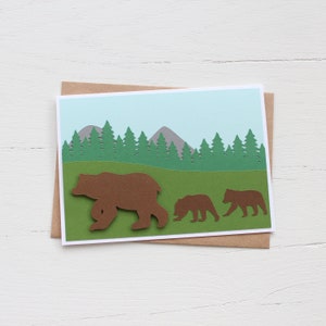 Carte faite main pour la fête des mères maman ours et oursons