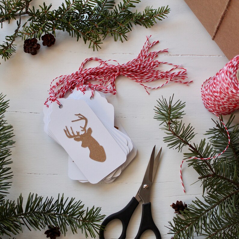 Set of 9 Handmade Christmas Gift Tags White Cardstock With Etsy