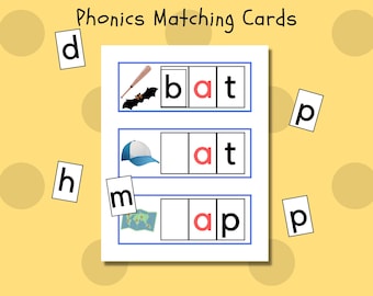 Printable Montessori Movable Phonics Matching Cards | Beginning, Middle, and Ending CVC Word Sound Cards