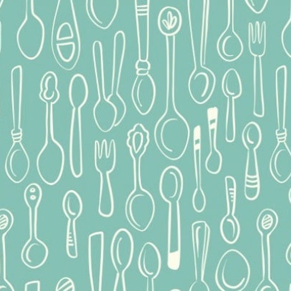 Coton bio Hamburger Liebe, silver spoon, In my kitchen, 50 x 145 cm