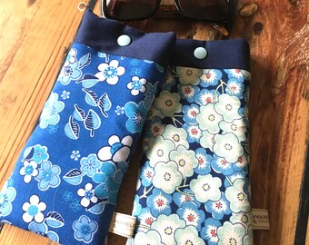Fleece glasses case in Oeko-tex or organic fabric, floral fabrics
