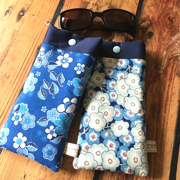 Etui à lunettes molletonné en tissu Oeko-tex ou bio, tissus fleuris