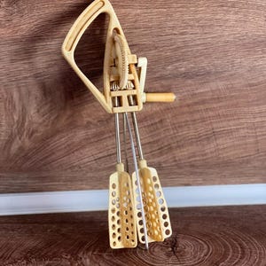 Vintage whisk manual, manual mixer, hand whisk, hand crank egg beater, Beige, kitchen accessories, stainless steal