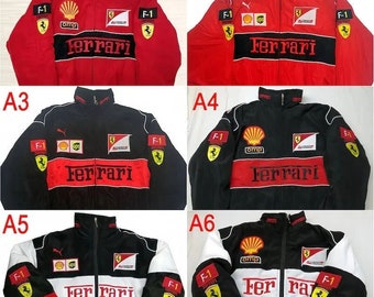 Ferrari-Jacke, Vintage F1-Jacke, Rennpilotenjacke, Old School, Formel 1, Rallye, Autojacke, Street-Style-Jacke, geschlechtsneutrale Jacke für Erwachsene