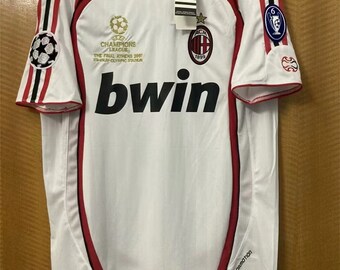 Maillot Maldini # 3 manches courtes,AC Milan 2007 Cl Final Retro Classic Rouge Noir manches courtes