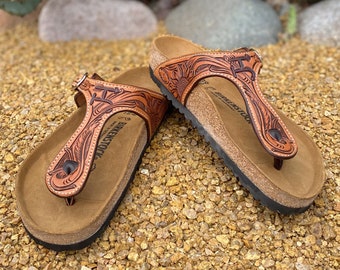 tooled leather birkenstocks