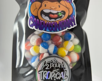 8oz Tropical Freeze Dried Skittles - 1/2 Pound Sealed Bag PLUS Extras!