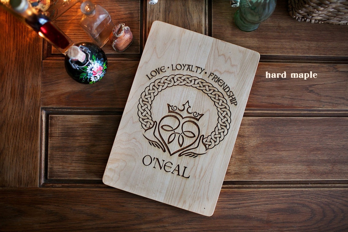 Irish Claddagh Engraved Wood Cutting Board Butcher Block Etsy