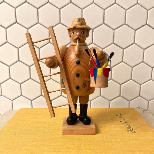 Incense burner, vintage, made in Germany, painter, wooden figure