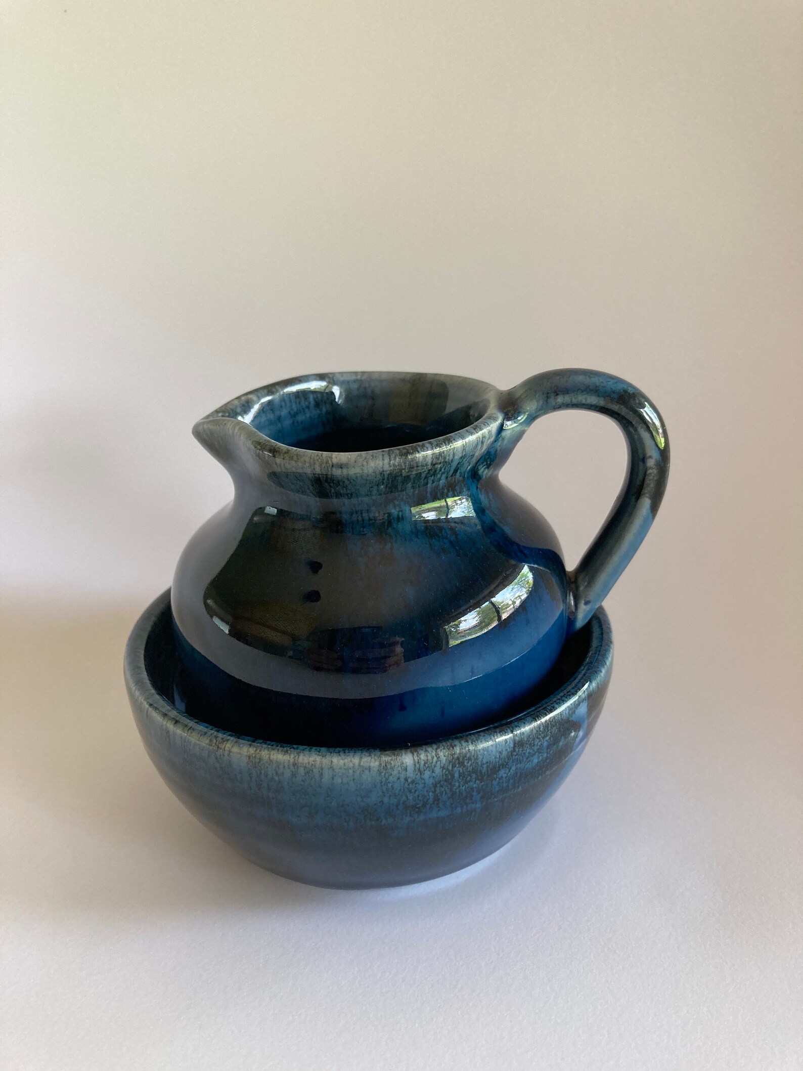 Ineke Pottery Victoria B.C. Canada sugar and cream set blue Etsy