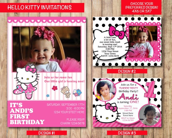 Printable Hello Kitty Birthday Invitation Personalized Hello Etsy