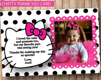 Hello Kitty Thank You Card * Printable Birthday Party * Digital Thank You Card* Personalized Thank You Card * Hello Kitty