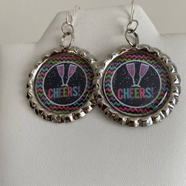 CHEERS champagne flute earrings/New Years Eve Necklace/New Year Eve jewelry/New Year Eve earrings/champagne earrings/New Year Party attire