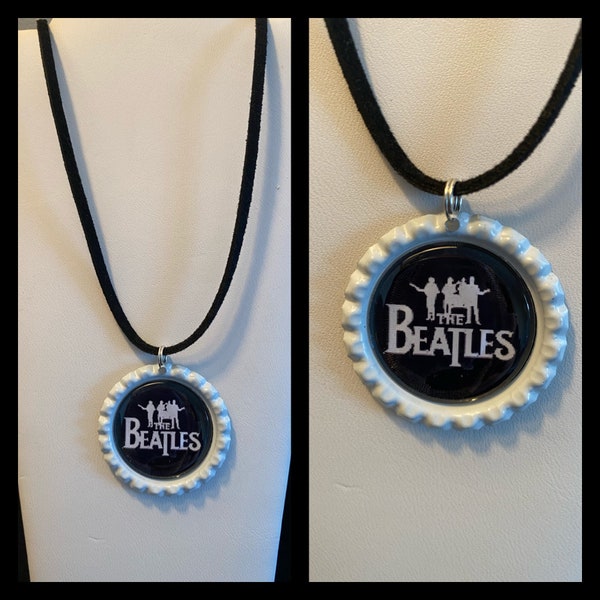 BEATLES black and white Bottlecap NECKLACE/Beatles/Beatles Necklace/Beatles fan/Beatles Jewelry/Beatles gift/Beatles memorabalia