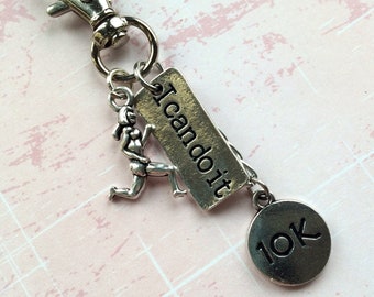 Running Motivation for 10k Race - I Can Do It Female Runner Keyring