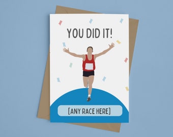 Personalised you did it running well done card for men - Congratulations Marathon card for runners men, Proud of you card for half-marathon