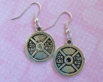 25lbs Weight Plate Fitness Earrings / Motivational Gym Jewelry / Fitness Gift / Weight Lifting / Crossfit Jewelry / Fit Girl / BBG