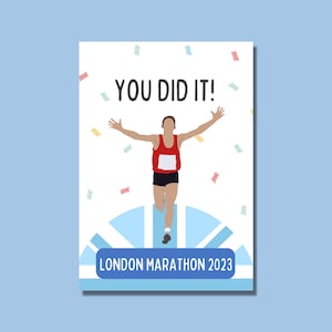 Gefeliciteerd London Marathon finisher kaart voor hardlopers mannen, Goed gedaan kaart voor hardlopen marathon 2023 je deed het marathon kaart voor echtgenoot