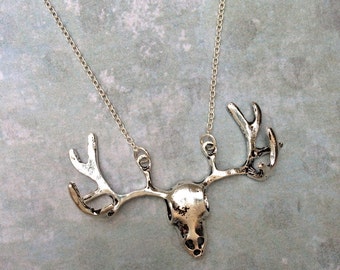 Stag Necklace Stag Head Necklace - Stag Head Antler Jewelry - Alternative Jewelry