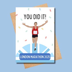 Biglietto di congratulazioni per la maratona di Londra maschile - Biglietto di congratulazioni per la maratona di Londra per lui - Biglietto di auguri per la corsa maschile per fidanzato, figlio, marito, amico