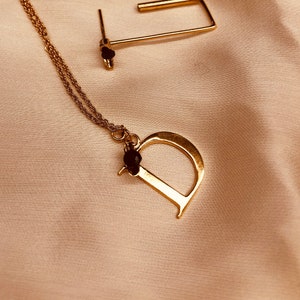 Personalized Earrings, Letter jewelry, Gold Letter Earrings, Initial Earrings, Minimalist Earring, Israeli jewelry, Gemstone Custom Earrings image 7
