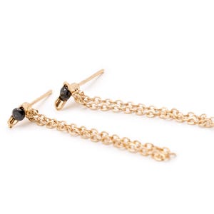 Gold Chain Earrings, Gold Dangle Earrings, Chain Earrings Dangle, Chain Bar Earrings, Chain Stud Earrings, Gold dangling Earrings image 2