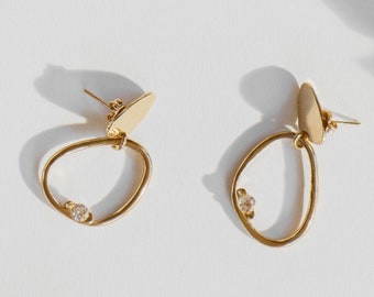 Earrings For Women, Gemstone Dangle Hoops, Gold Hoop Earrings, Gold Statement Earrings, Dangle Stud Earrings, Gold Large Stud Earrings