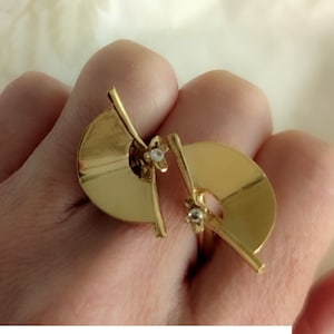Gold Half Moon Ring, Double Finger Ring, Gold Statement Ring, Double Ring, Finger Ring, Open Ring, Modern Ring, Fan Ring, Contemporary Ring