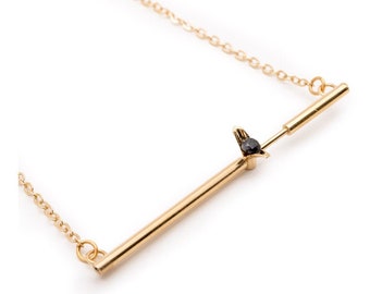 Israel Jewelry, Bar Pendant Necklace, Minimalist Necklace, Gold Plated Necklace, Gemstone Necklace, Gold Bar Necklace, Gold Modern Necklace