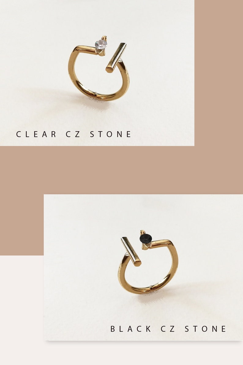 Gold Stud Earrings, Geometric Earrings, Minimalist Gold Earrings, Black Stone Earrings, Israeli Jewelry, Gold Plated Earrings Black and Gold image 6