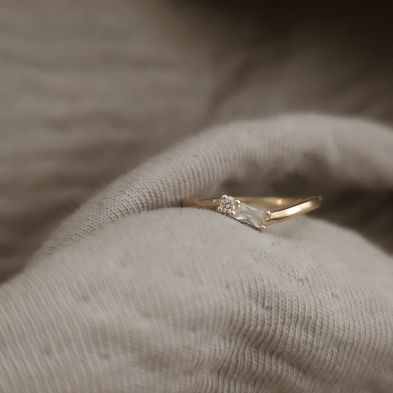 Diamond Statement Wedding Ring Set Trillion & Baguette Diamonds Conflict-Free Free Shipping image 8