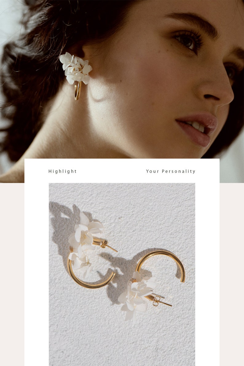 Bridal Boho Earrings, Real flower Earrings, Flower Earrings, Wedding Earrings For Bride, Floral Wedding Earrings, Boho Gold Wedding Earrings image 3