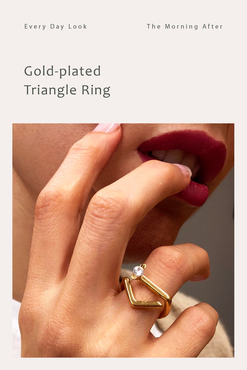 Ringe für Frauen, Dreieck Ring, Verstellring, Israel Schmuck, geometrischer Ring, offener Ring, minimalistischer Ring, moderner Schmuck, Edelstein Ring Bild 1