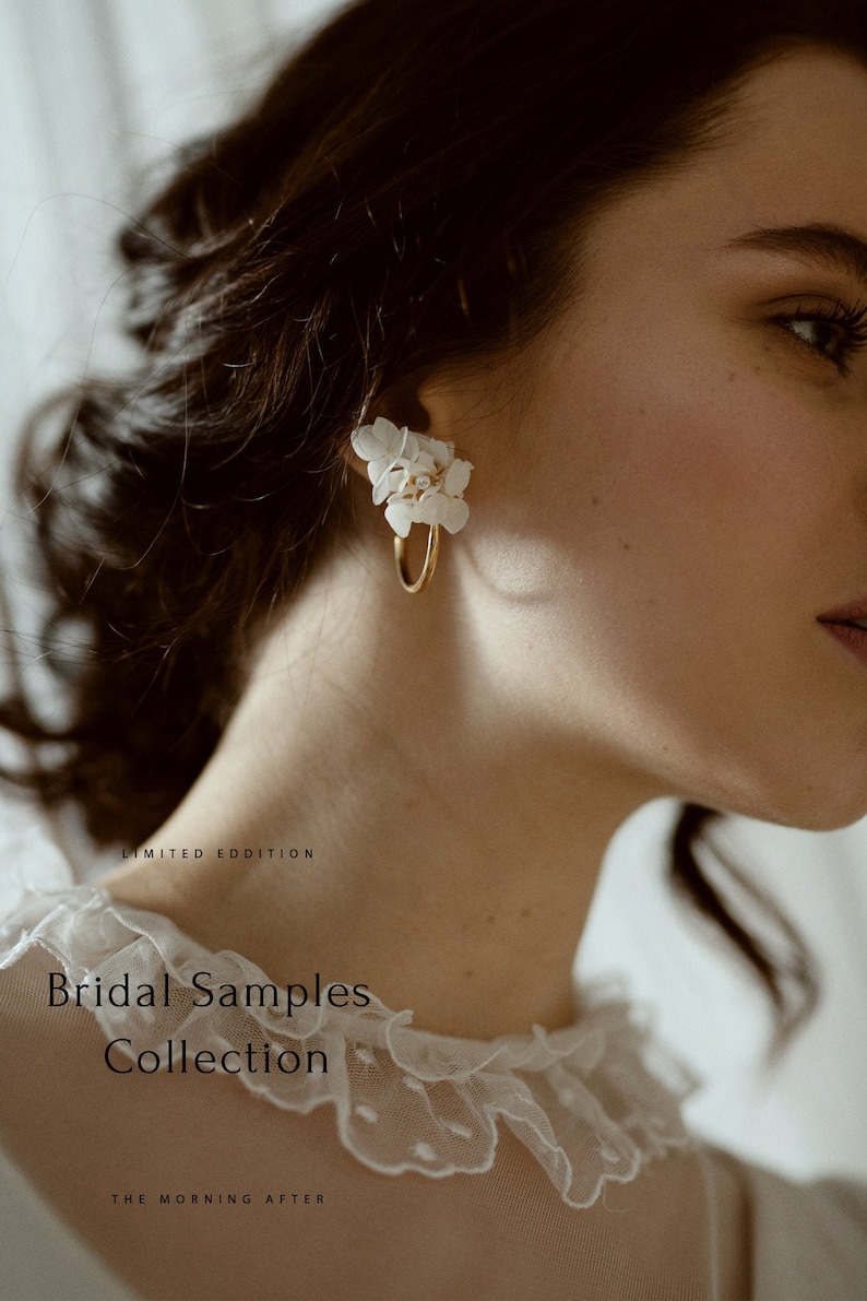 Bridal Boho Earrings, Real flower Earrings, Flower Earrings, Wedding Earrings For Bride, Floral Wedding Earrings, Boho Gold Wedding Earrings image 4