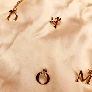 Personalized Earrings, Letter jewelry, Gold Letter Earrings, Initial Earrings, Minimalist Earring, Israeli jewelry, Gemstone Custom Earrings image 4