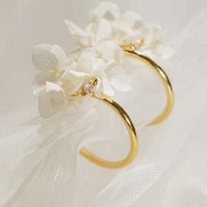 Bridal Boho Earrings, Real flower Earrings, Flower Earrings, Wedding Earrings For Bride, Floral Wedding Earrings, Boho Gold Wedding Earrings image 9