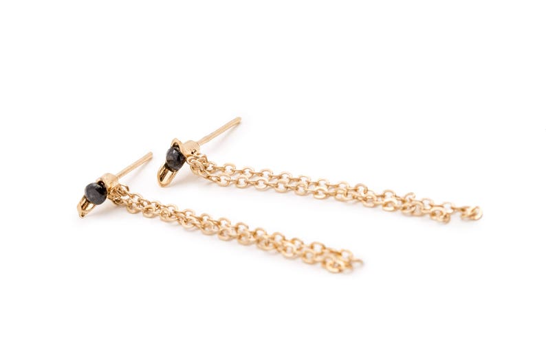 Gold Chain Earrings, Gold Dangle Earrings, Chain Earrings Dangle, Chain Bar Earrings, Chain Stud Earrings, Gold dangling Earrings image 2