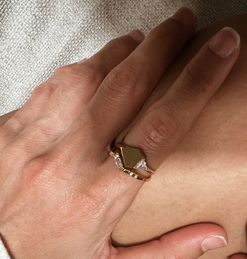 Diamond Statement Wedding Ring Set Trillion & Baguette Diamonds Conflict-Free Free Shipping image 6