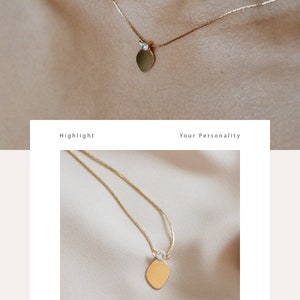 Gold Pendant Necklace with Gemstone, Circle Pendant, Minimalist Necklace, Layered Necklace, Gold Stacking Necklace, Dainty Disc Necklace image 8